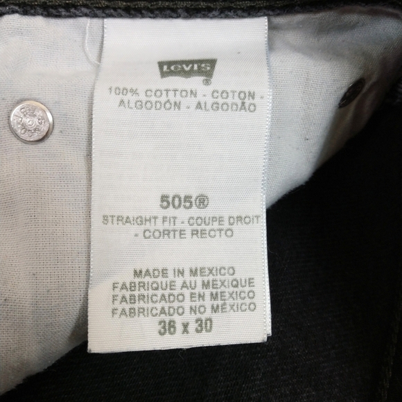Levi's 505 Black Men's Regular Fit Straight Leg Jeans Sz 36x30 - Picture 11 of 14